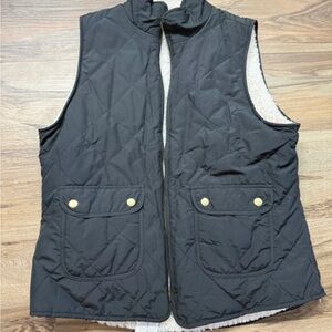 Black Quilted Vest with Gold Accents